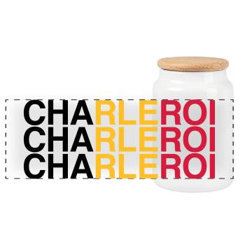 CHARLEROI Belgique Belgique Drapeau - Boîte à biscuits avec couvercle en bois - blanc - Devant