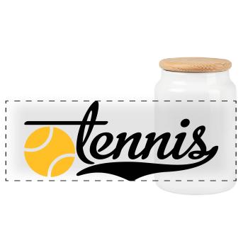 tennis - Panoramic Cookie Jar with Wooden Lid - white - Front