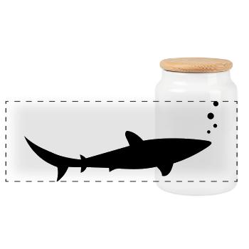 shark - Panoramic Cookie Jar with Wooden Lid - white - Front