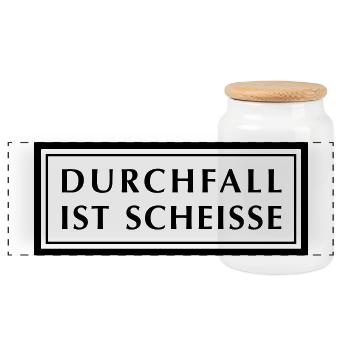 Durchfall ist Scheiße - Panorama Keksdose mit Holzdeckel - Weiß - Vorne