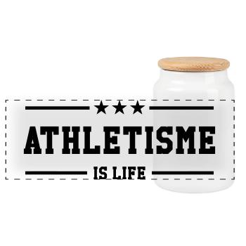 Athletisme is life - Boîte à biscuits avec couvercle en bois - blanc - Devant