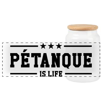 Petanque is life - Boîte à biscuits avec couvercle en bois - blanc - Devant