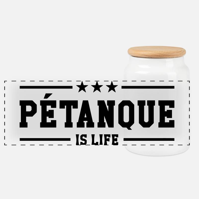 Petanque is life - Boîte à biscuits avec couvercle en bois - blanc