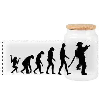 pompier_kiosdz22 - Panoramic Cookie Jar with Wooden Lid - white - Front