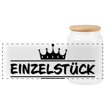 Einzelstück Krone - Panorama Keksdose mit Holzdeckel - Weiß - Vorne