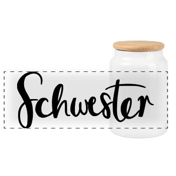 Schwester - Panorama Keksdose mit Holzdeckel - Weiß - Vorne