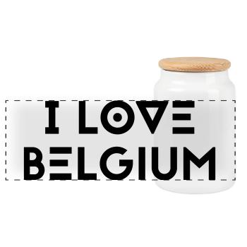 I LOVE BELGIUM - Panoramic Cookie Jar with Wooden Lid - white - Front
