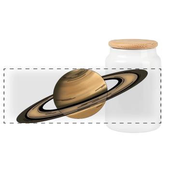 Saturn Planet Rings - Panoramic Cookie Jar with Wooden Lid - white - Front