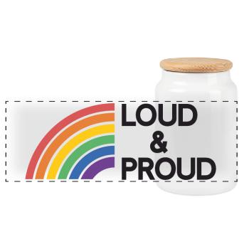 LGBTQ Pride Month - Laut und stolz - Panorama Keksdose mit Holzdeckel - Weiß - Vorne
