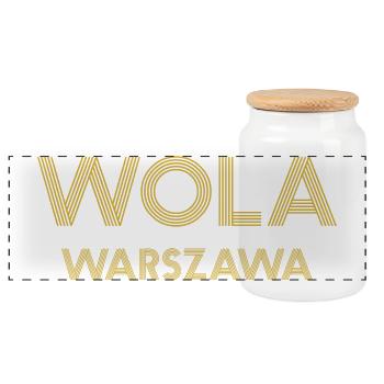 WOLA Warszawa Warsaw Warschau - Panoramic Cookie Jar with Wooden Lid - white - Front