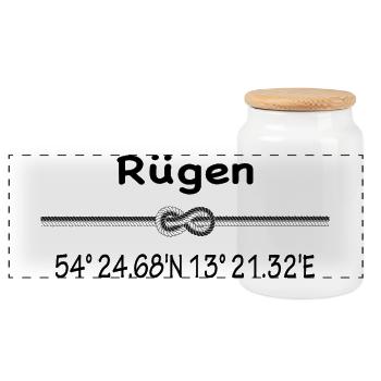 Rügen - Panorama Keksdose mit Holzdeckel - Weiß - Vorne