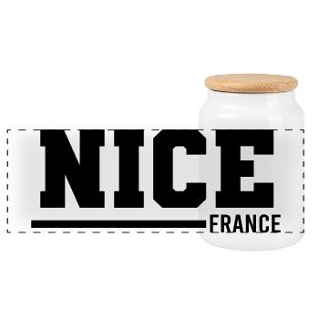 Nice | France - Panoramic Cookie Jar with Wooden Lid - white - Front