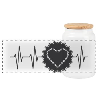 Pulse Bike Battement de coeur pignon Amour du vélo - Boîte à biscuits avec couvercle en bois - blanc - Devant