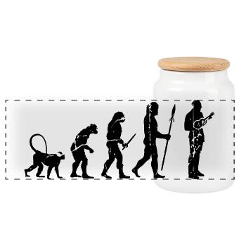 Developing a Ukulele Player - Panoramic Cookie Jar with Wooden Lid - white - Front