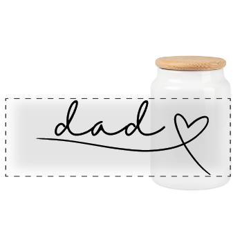 Dad Vater Papa Geschenk Vatertag Geburt Baby Herz - Panorama Keksdose mit Holzdeckel - Weiß - Vorne