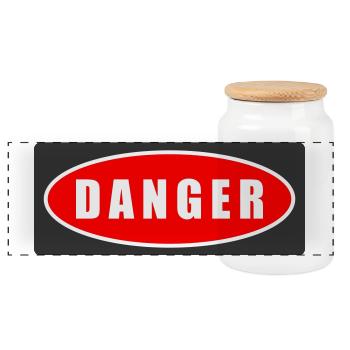 Danger Warning Oval Graphic Tee - Panorama Keksdose mit Holzdeckel - Weiß - Vorne