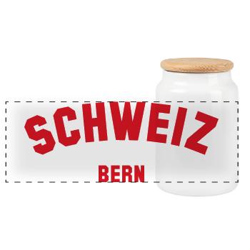 BERN Switzerland Suisse Schweiz - Panoramic Cookie Jar with Wooden Lid - white - Front