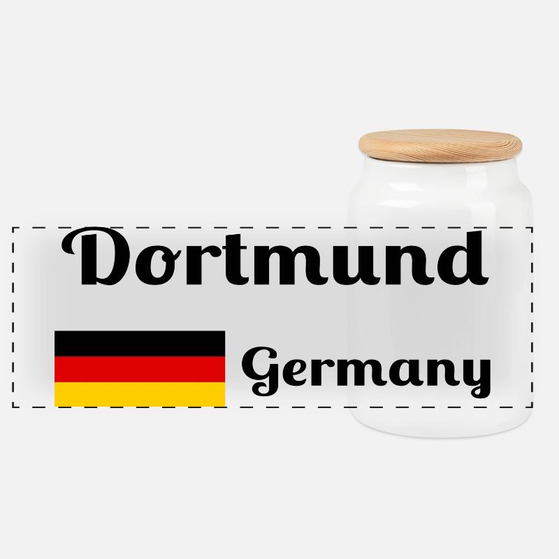 Dortmund Deutschland - Stylische Drucke - Panorama Keksdose mit Holzdeckel - Weiß