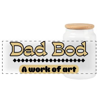 Dad Bod – Kunstvolles Statement für Väter - Panorama Keksdose mit Holzdeckel - Weiß - Vorne