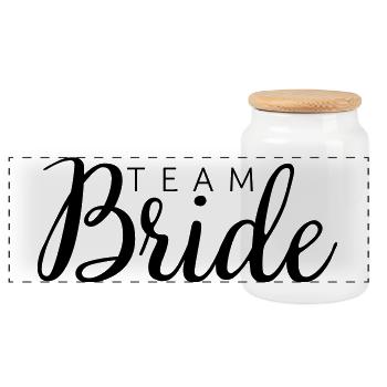 Team Bride - Panorama Keksdose mit Holzdeckel - Weiß - Vorne