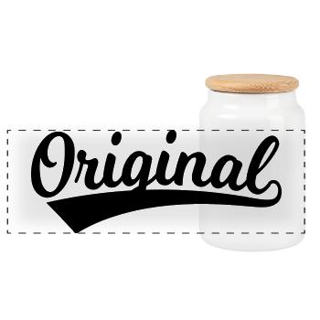Original lettering - Panoramic Cookie Jar with Wooden Lid - white - Front