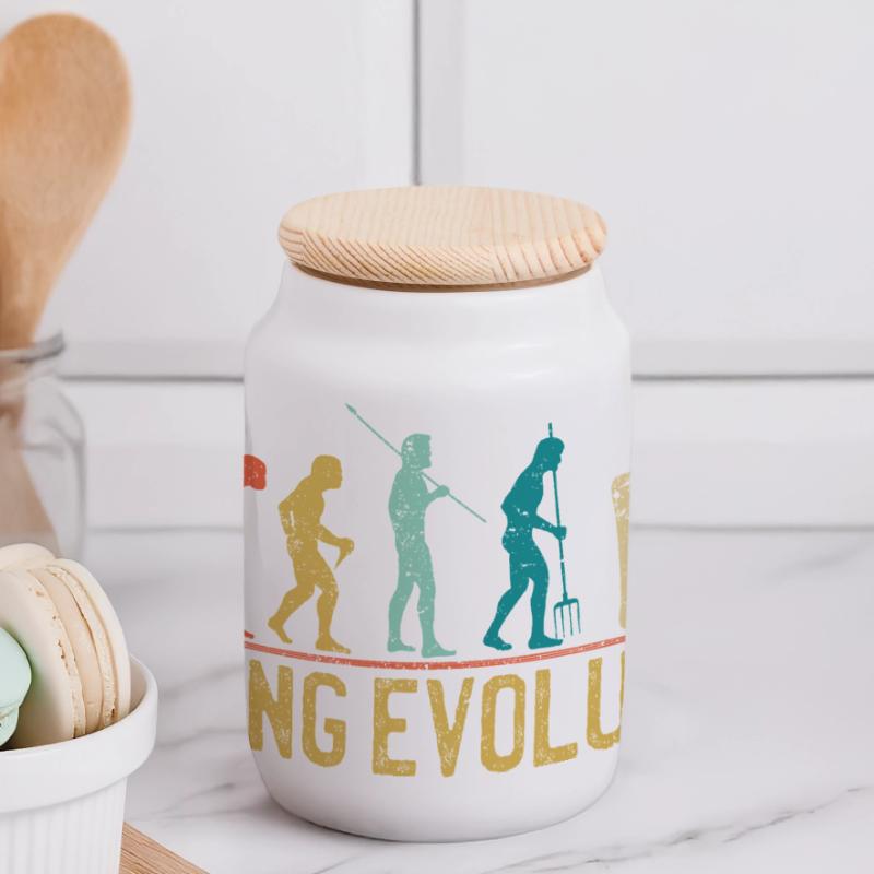 Gaming Evolution Artwork Panoramic Cookie Jar with Wooden Lid