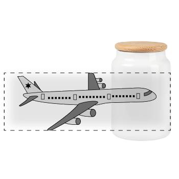 airplane - Panoramic Cookie Jar with Wooden Lid - white - Front