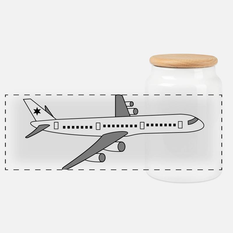 Flugzeug - Panorama Keksdose mit Holzdeckel - Weiß