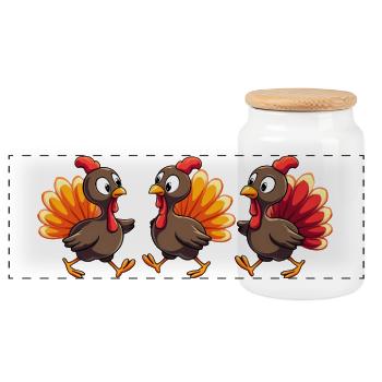 Thanksgiving Truthahn Baby - Panorama Keksdose mit Holzdeckel - Weiß - Vorne