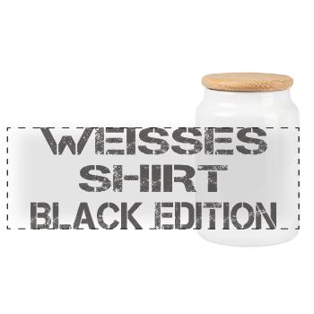 Funny Slogan White Shirt Black Edition - Panoramic Cookie Jar with Wooden Lid - white - Front