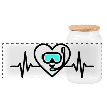 Plongée cardiaque – Passion pour la mer - Boîte à biscuits avec couvercle en bois - blanc - Devant