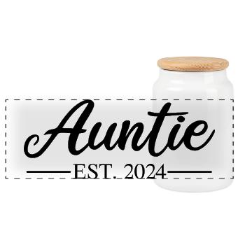 AUNTIE_2024 - Panoramic Cookie Jar with Wooden Lid - white - Front