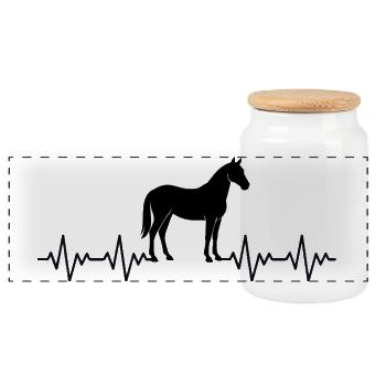 Pferd Reiter Reiten EKG Herzschlag - Panorama Keksdose mit Holzdeckel - Weiß - Vorne