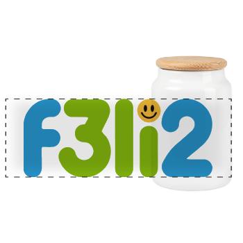 Logo du glyphe coloré F3li2 - Boîte à biscuits avec couvercle en bois - blanc - Devant