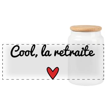 RETRAITE. RETRAITEE. COEUR. BONNE RETRAITE - Boîte à biscuits avec couvercle en bois - blanc - Devant