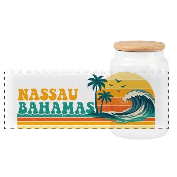 Nassau Bahamas Retro Beach Spring Break Cruise - Panoramic Cookie Jar with Wooden Lid - white - Front