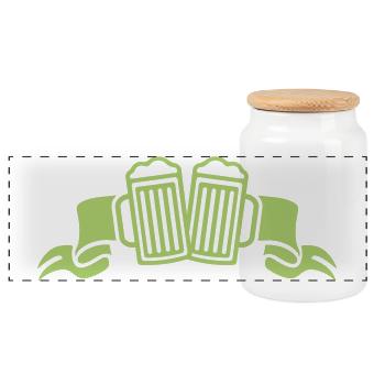 Green Beer Glasses Ceremony - Panoramic Cookie Jar with Wooden Lid - white - Front