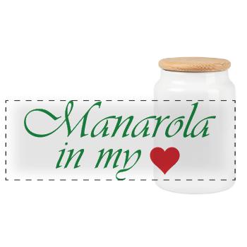 Manarola in my Heart  - Panoramic Cookie Jar with Wooden Lid - white - Front