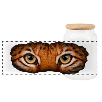 Lynx's eyes, big cats - Panoramic Cookie Jar with Wooden Lid - white - Front