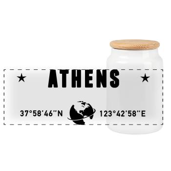 Athènes Grèce Coordonnées Planète Terre - Boîte à biscuits avec couvercle en bois - blanc - Devant