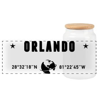 Orlando, Floride, coordonnées de la planète Terre - Boîte à biscuits avec couvercle en bois - blanc - Devant