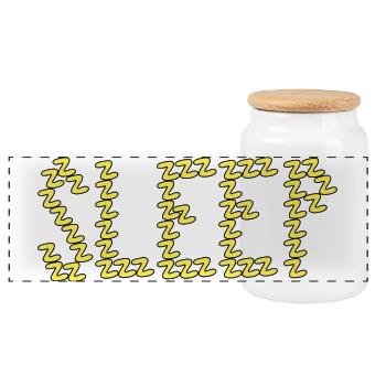 Sleep typography - Panoramic Cookie Jar with Wooden Lid - white - Front