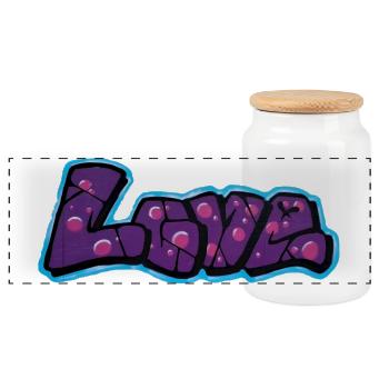 Love Graffiti Bubbelbuchstaben - Panoramic Cookie Jar with Wooden Lid - white - Front