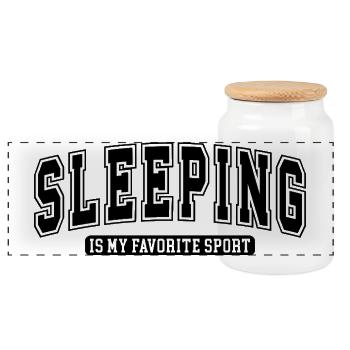 Le sommeil est mon sport préféré - Boîte à biscuits avec couvercle en bois - blanc - Devant