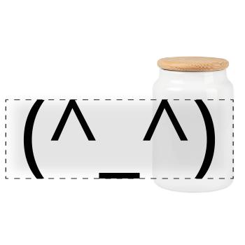 Happy Emoticon (^_^) Smile Classic - Panoramic Cookie Jar with Wooden Lid - white - Front