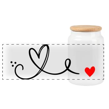 Herz Schnoerkel Line - Panoramic Cookie Jar with Wooden Lid - white - Front