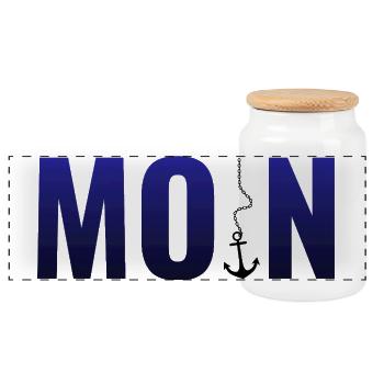Bonjour - Boîte à biscuits avec couvercle en bois - blanc - Devant