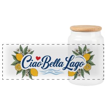 Ciao Bella Lago Zitronen - Panorama Keksdose mit Holzdeckel - Weiß - Vorne