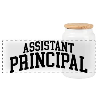 Assistant Principal – Minimalist A - Panoramic Cookie Jar with Wooden Lid - white - Front