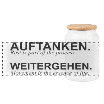 Auftanken & Weitergehen - Repos & Progrès - Boîte à biscuits avec couvercle en bois - blanc - Devant